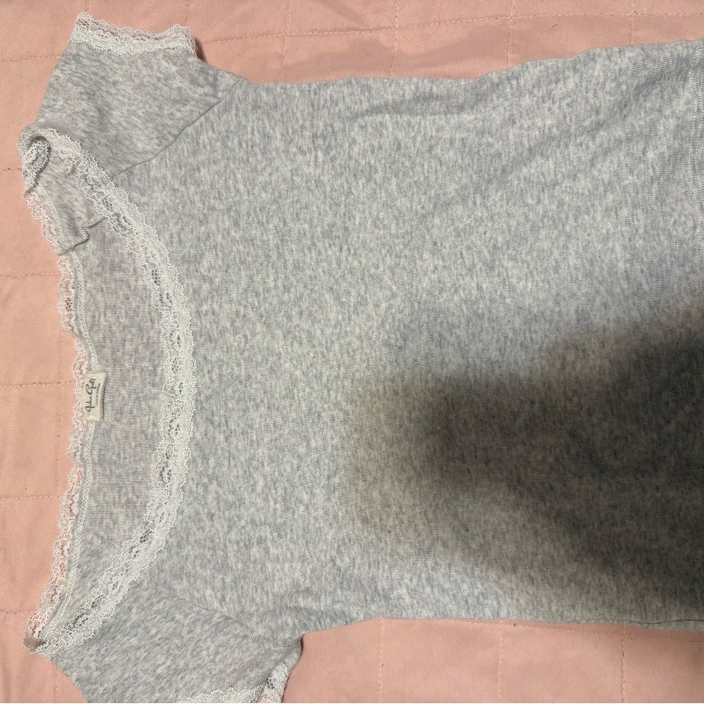 Brandy Melville Heather Gray Lace Tee